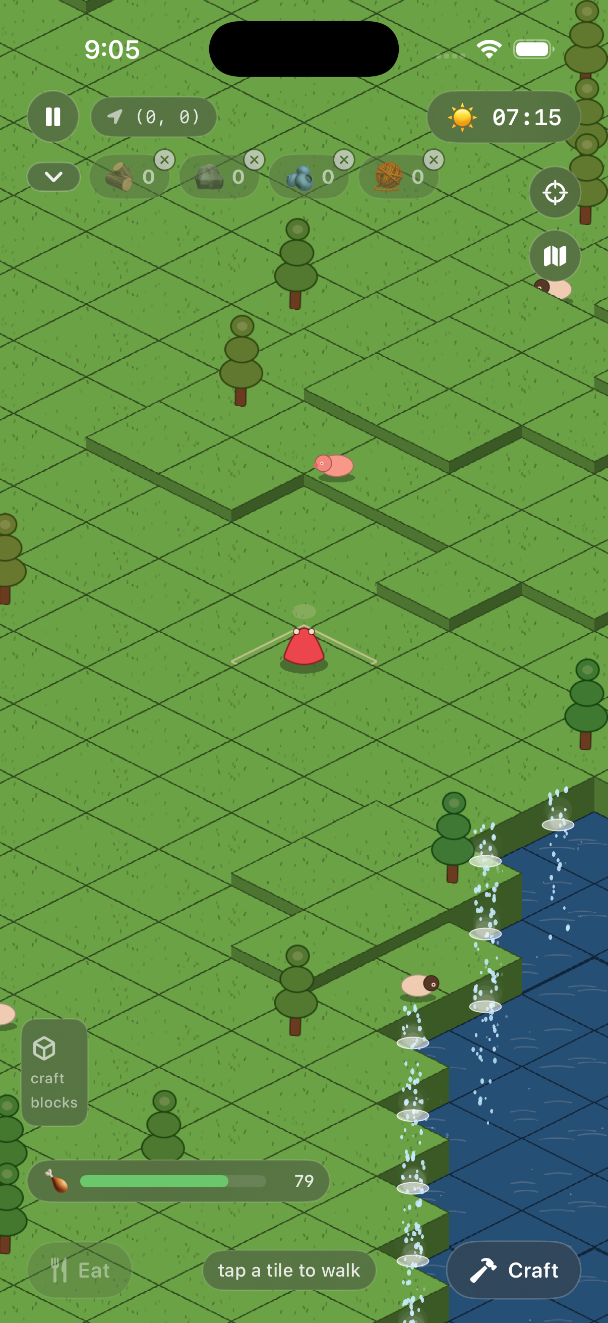 EmberCoves overworld with waterfall